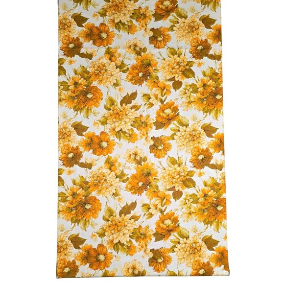 1970s Floral Fabric MCM Flowers Mod Orange Green VAT Upholstery 3 yards 54" VTG - Picture 5 of 11